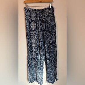 Women’s Bila Wide Leg Palazzo Pants Printed Pant L Boho Resort Vacation Hippie